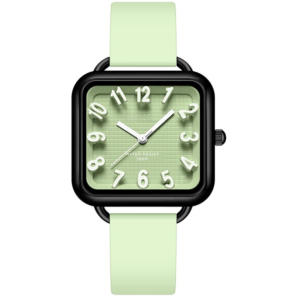 findtime Women Watch 3D Designer Big Arabic Numbers Square Dial