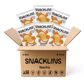 SNACKLINS Plant Based Crisps NACHO Flavor Crips - Gluten Free, Grain Free, 100% Kosher, Vegan Healthy Snacks, Crunchy Puffed Snack, Only 90 Calories Per Bag - .9oz (Case of 6)