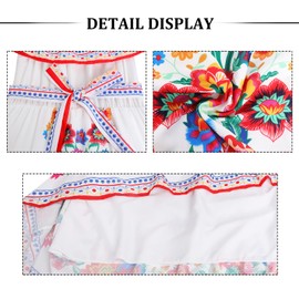 Xplanet Mexican Dress for Women Off Shoulder Floral Print Maxi Dress Summer Party Casual Sundress Dresses