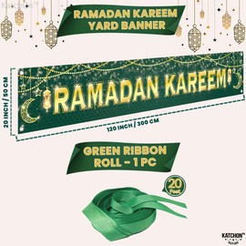 KatchOn, Ramadan Kareem Banner for Front Yard - XtraLarge, 120x20 Inch | Ramadan Mubarak Banner for Ramadan Decorations | Ramadan Kareem Yard Banner for Ramadan Decorations Home | Ramadan Yard Sign