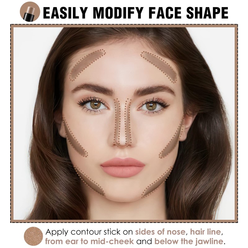 FOCALLURE Cream Contour Stick, Matte Bronzer Stick, Professional Face Shaping
