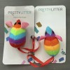 CA&T Pretty Litter Rainbow Mouse Cat Toy with Bell Tail