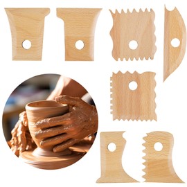 HSHGZSR 7Pcs Pottery Ribs Beech Wood Pottery Tools Multipurpose Pottery Shaping Trimming Tools DIY Pottery Clay Foot Shaper Tools for Carving Clay Ceramics Clay Molds