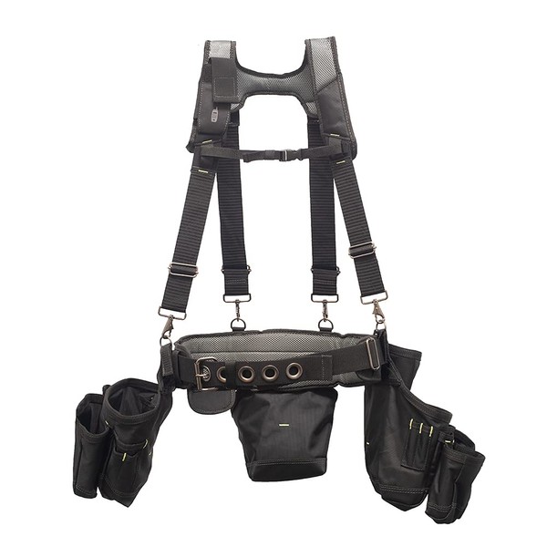 Dead On Tools - 1680 Denier Poly Framer’s Tool Belt with Suspenders (HDP369857),Black