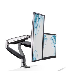 Mount-It! (MI-1772) Dual Monitor Arm Mount Desk Stand Two Articulating Gas Spring Height Adjustable Arms | Fits Up To 32" VESA 75 100 Compatible Screens | C-Clamp and Grommet Bases (Silver)