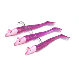 EVERBAY Soft Fishing Lures with Jig Head, Sand Eel Lure, Soft Swimbaits with Paddle Tail, Sinking Baits for Saltwater/Freshwater Fishing, Fishing Jigs, Cod, Pollock, Sea Bass Lures, 13cm/21g,3pcs/Pink