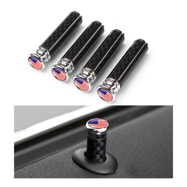 Wevdn 4 PCS Car Door Lock Knobs, Carbon Fiber Metal Automotive Door Lock Pin Covers, Universal Door Lock Pull Knob Control Post Pin Trim, Interior Decoration Car Accessories (Colorful)