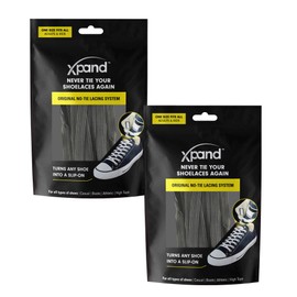 Xpand No Tie Shoelaces System with Elastic Laces - One Size Fits All Adult and Kids Shoes (Pack of 2) (Gray - Gray)