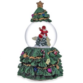 BestPysanky Santa Riding Polar Bear in Spinning Musical Water Snow Globe Figurine