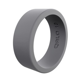 QALO Men's Basic Flat Rubber Silicone Ring, Rubber Wedding Band, Breathable, Durable Rubber Wedding Ring for Men, 8mm Wide 2mm Thick, Grey, Size 11