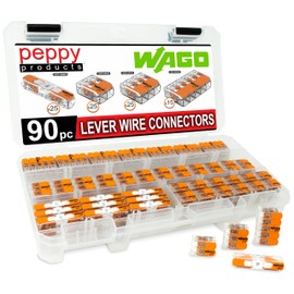 WAGO 221 Lever Nuts 90pc Compact Splicing Wire Connector Assortment with Case. Includes 221-2401, 221-412, 221-413, 221-415