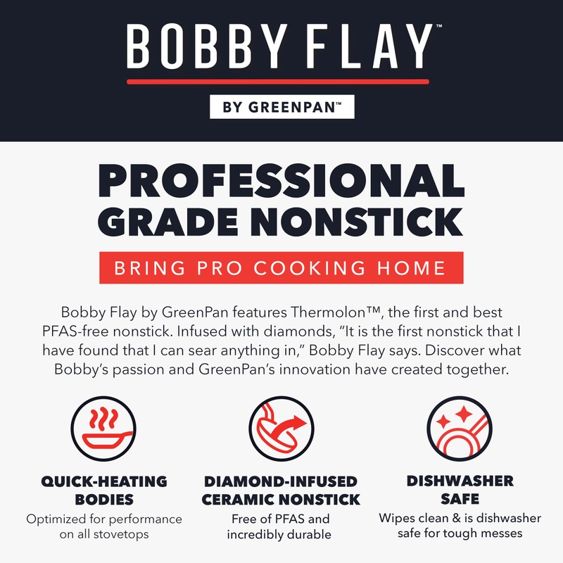 GreenPan x Bobby Flay 10" Nonstick Frying Pan Skillet, PFAS-Free