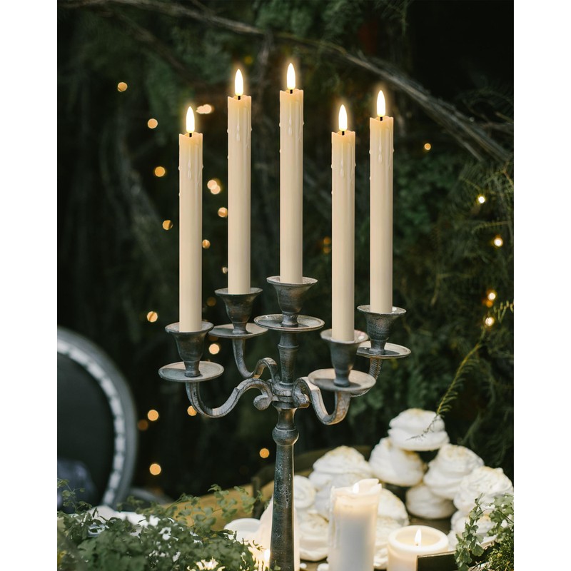Gmnee 9.6" Rechargeable Flameless Taper Candles with Remote, Timer, Dimmer,
