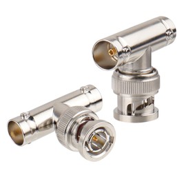 XRDS -RF BNC Splitter Adapter 2 PCS, 75 Ohm BNC Male to Dual BNC Female Splitter Adapter 3 Way Video Splitter Adapter for CCTV Security Cameras