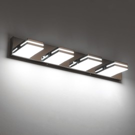 SineRise LED Modern Bathroom Vanity Light Fixtures (2-Light, 15.5-Inch, Dimmable), Chrome Modern Acrylic Bathroom Wall Lighting Fixtures Over Mirror (Cool White 6000K)