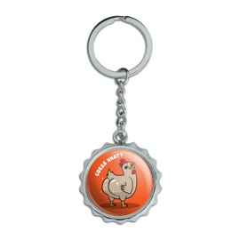 Guess What Chicken Butt Funny Keychain Chrome Plated Metal Pop Cap Bottle Opener