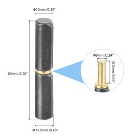 sourcing map 20Pcs Weld on Barrel Hinges, 2-3/8" x 6/16" (LxD) Carbon Steel Weldable Detachable Barrel Hinges for Metal Gate Swing Door Trailer Ramp, 0.24" Pin OD