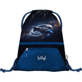 Baagl Gym Bag for Girls - Waterproof Shoe Bag for Children - School and Nursery Sports Bag, Sports Bag, Space Ship