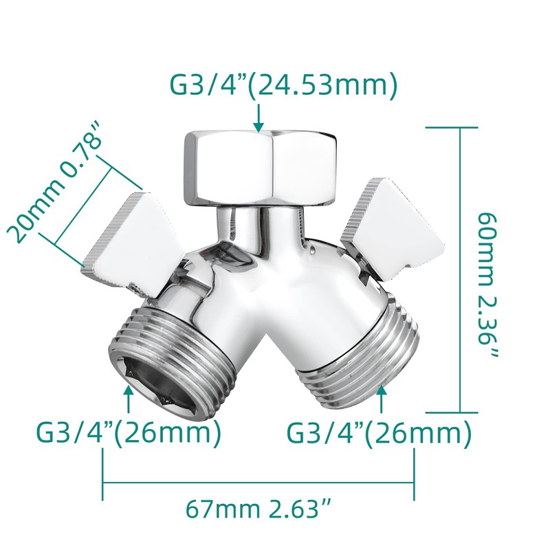 Tecmolog DSF017A 2-Way Tap Distributor 3/4 Inch Brass Y Distributor