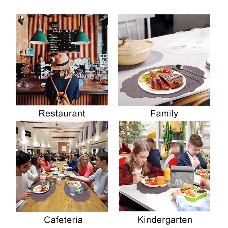 Silicone Placemats Set of 2, Oval Placemats,Heat Resistant Non-Slip Table