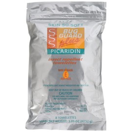 Avon Skin So Soft Bug Guard Plus Picaridin Towelettes - DEET-Free, Oil-Free, Resealable Bag with 8 Packets - Protection Against Mosquitoes, Deer Ticks, Gnats, No-Seeums, Sand Flies, and Biting Midges
