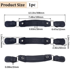 GORGECRAFT Leather Luggage Handles Replacement Parts 190mm Suitcase Grip Pull Carry Strap Spare Fix Holders for Ordinary Suitcase Travel Luggage Password Box Black