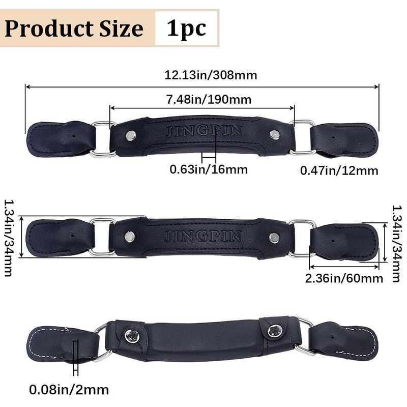 GORGECRAFT Leather Luggage Handles Replacement Parts 190mm Suitcase Grip Pull