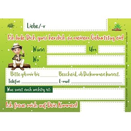 8 Invitation Cards Children's Birthday Girls Boys Adventure Boys Birthday Invitations Birthday Party Card Set