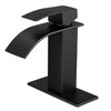 VOTON Black Bathroom Faucets Modern Waterfall Bathroom Sink Faucet Matte