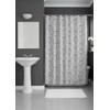CHD Home Fabric Shower Curtain, Damask Floral Design, Grey and