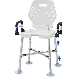Shower Chair for Seniros Elderly Handicap Disabled or Bariatric Adults with Arms and Back, Bench Seat for Inside Shower stall and Bathroom Bath Tub Seats Adjustable Stool Heavy Duty 500 lbs sit Chairs