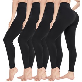 CTHH 4 Pack Leggings for Women-High Waisted Non See-Through Yoga Pants Tummy Control Workout Gym Tights