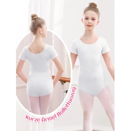 Kefiyis Ballet Clothing Girls Ballet Jersey Children's Ballet Suit Short Sleeve Ballet Body Dance Body Cotton Gymnastics Leotard for Girls Women Size 100-170, White