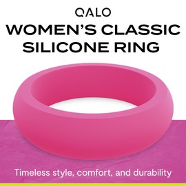 QALO Classic Silicone Ring for Women (Pink, Size 04) - Breathable & Durable Silicone Wedding Bands - Womens Silicone Wedding Rings - Rubber Engagement Rings for Her
