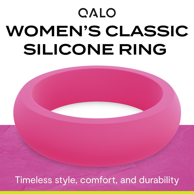 QALO Classic Silicone Ring for Women (Pink, Size 04) -