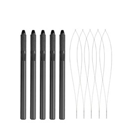 GlamorDove Hair Extension Loop Tool 5Pcs Pulling Needle Wire Loop Threader Hair Threader Removable Hair Extension Looper for Micro Rings Beads