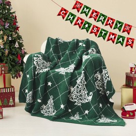 MH MYLUNE HOME Ultra Soft Christmas Throw Blanket for Couch 60x80 Inches Luxurious Super Cozy Fluffy Microfiber Blanket Plush Warm Reversible Throw Blankets for Sofa Bed - Green White 60 x 80 Inches