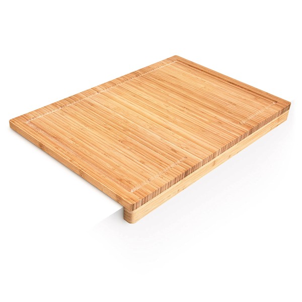 Relaxdays Bamboo Chopping Board with Anti-Slip Edge & Juice Groove, Brown