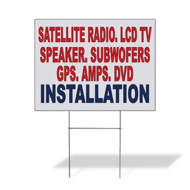 Fastasticdeals Weatherproof Yard Sign Satellite Radio LCD Tv Speaker Subwoofers Red Blue Lawn Garden and Stations 18x12 Inches 2 Sides Print