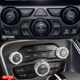 ZSJO for Dodge Accessories Bling AC Air Conditioner Volume Tune Knob Fit for for Dodge Challenger,Charger,RAM,Chrysler 300/300S,for Jeep Cherokee Grand Cherokee. (Silver 1)
