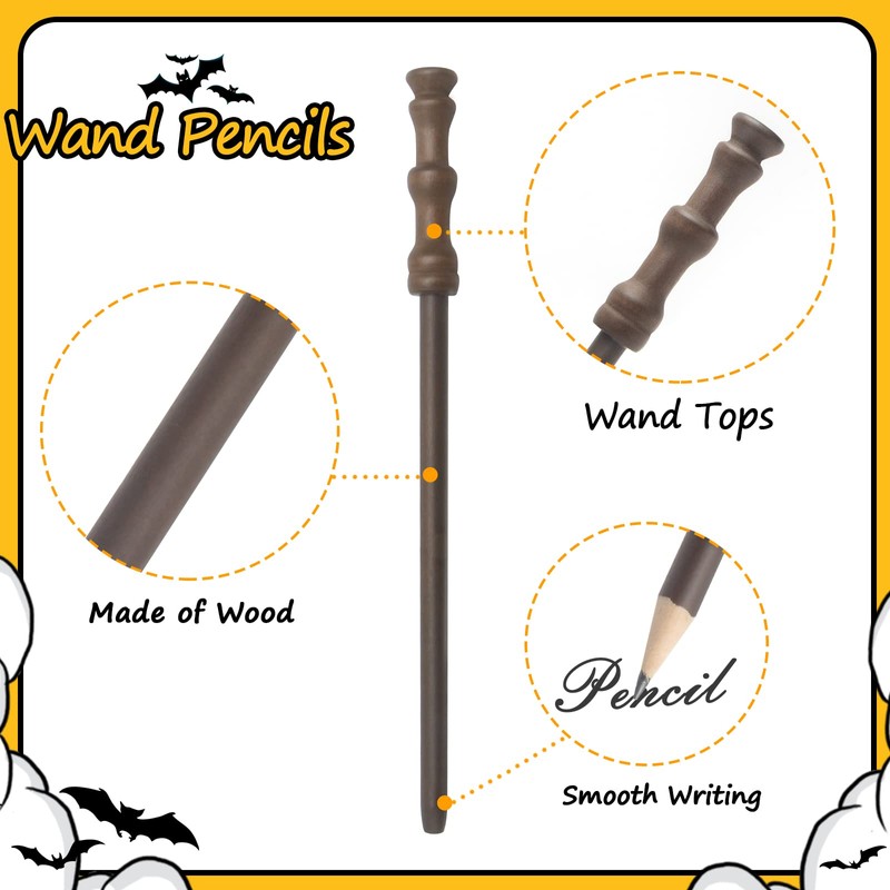 ウィザードパーティー用品 – 魔法使いメガネ ラウンドフレーム付き レンズなし 魔法の杖鉛筆と稲妻の傷跡 テンポラリータトゥー 魔法使いテーマ 誕生日パーティー ハロウィンの記念品