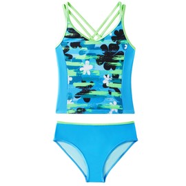 Angel season Girls Swimsuit Teen Girls Tankini Bathing Suit Size 15 Two Piece Set for Girls 2 Piece Swimsuit Summer Beach Modest Swimwear UPF 50+ Tween Swimming Suit Junior Tank Turquoise Floral