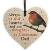 RED OCEAN Christmas Robin Memorial Wood Heart Tree Hanging Decoration