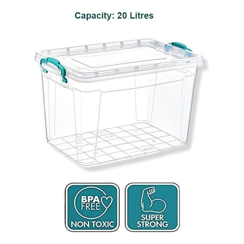 Best House| Plastic Storage Box with Clips & Lid |