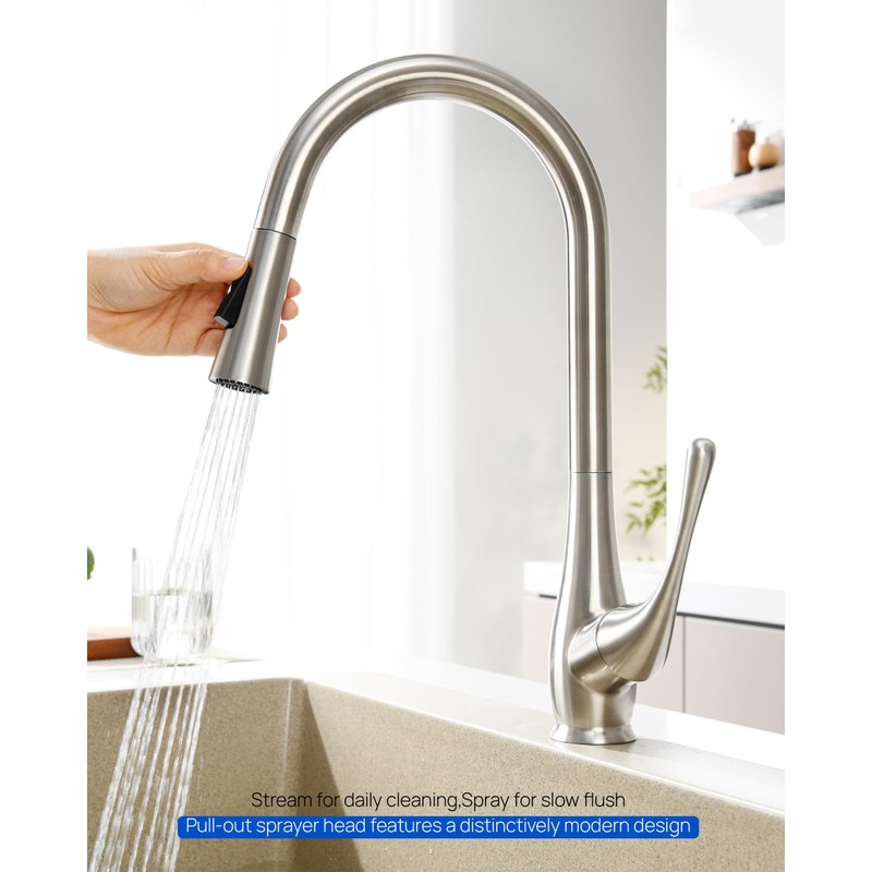 J-HVA Metal Kitchen Faucet Head Replacement, 2 Modes Pull Down