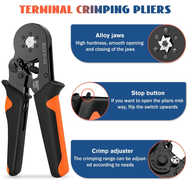 Idota Crimping Pliers 0.08-10 mm², Wire End Ferrule Pliers, Hexagonal