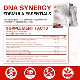 Suplemento líquido NAD de 1500 mg, ribósido de nicotinamida y resveratrol con PQQ, suplemento NAD para mujeres y hombres, aumenta la energía celular, 