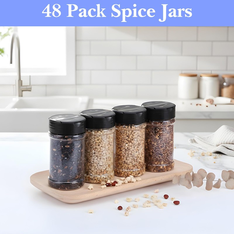 xozeooeu 48 Pack 6 Oz Plastic Spice Jars with Shaker