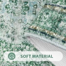 Uphome Green Bath Mat, Distressed Farmhouse Boho Bathroom Rugs, Super Cozy Velvet Small Bathroom Mats, Non Slip Machine Washable Bathroom Floor Mat for Toilet Sink Shower, 18x26 inch