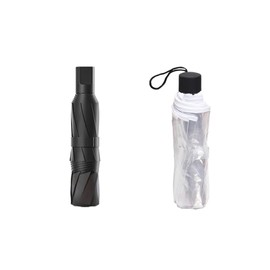 Gadgetking 2 PACK - MINI FOLDING UMBRELLA COMPACT LIGHTWEIGHT TRAVEL POCKET HANDBAG FOLDING FOR MENS LADIES CLEAR TRANSPARENT SEE THROUGH SMALL SIZE FOLDING WOMENS PORTABLE